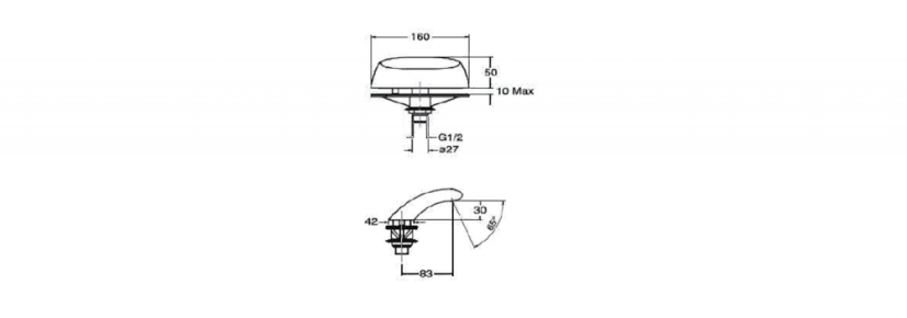 Sapho Výtoková hubice na okraj vany, šířka 160mm, chrom BD30051