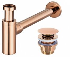 Olsen Spa Umyvadlový kovový sifon s click/clack zátkou, univerzální, zlatá růžová BAHA8541
