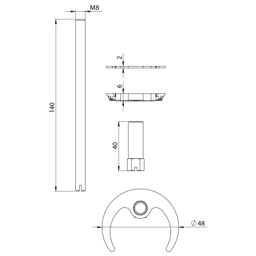 Sapho Upevňovací sada k baterii 1 závit, 8x140mm FISSK605