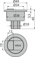 ALCA Tlačítko kompletní chrom (A08A) V0296-ND