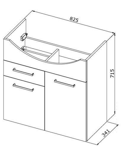 Olsen Spa Skříňka s umyvadlem RINO 75/85 Rozměr A - 67.5 cm, Rozměr B - 34.1 cm, Rozměr C - 71.5 cm OLNRINO275+OLKE6075