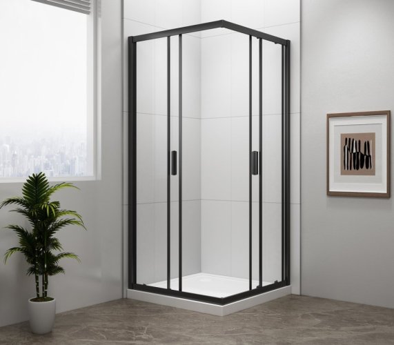 Polysan EASY BLACK čtvercová sprchová zástěna 800x800mm, čiré sklo EL5215B