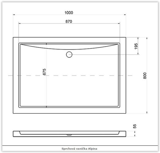 BESCO ALPINA obdélníková sprchová vanička Rozměr A - 100 cm, Rozměr B - 80 cm OLBVANACALP108