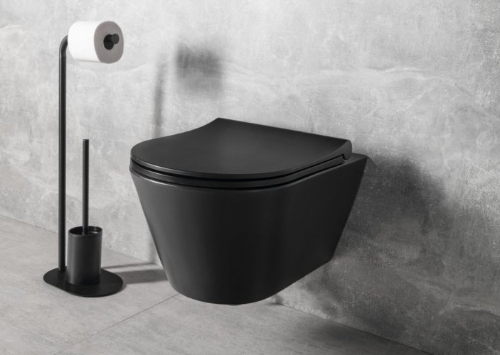 Sapho AVVA závěsná WC mísa, Rimless, 35,5x53cm, černá mat 100314-110