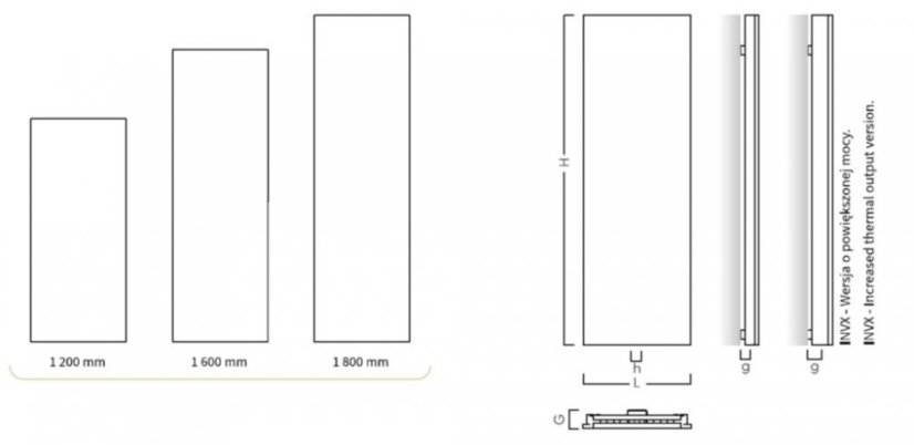 Instalprojekt Koupelnový radiátor INVENTIO Barva radiátoru - Bílá, Rozměr radiátoru - 570 × 1600 x 126 mm, výkon 1371 W RADINVX601635