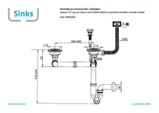 Sinks Dvousifon 3 1/2" pro nerez. dřezy s úsporou místa a s exc. ovladačem (hranatý) SPNS3DXQ