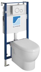 Sapho Závěsné WC ABSOLUTE Rimless s podomítkovou nádržkou a tlačítkem Schwab, bílá 10AB02002-SET5