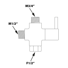 Aqualine Přepínač sprchového sloupu F1/2"-M1/2"xM3/4" ND1107-48