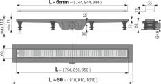 ALCA Podlahový žlab s okrajem pro perforovaný rošt APZ10-550M