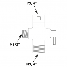 Bruckner Přepínač pro sprchový sloup F3/4"-M1/2"xM3/4" (612.139.1) 612.139.2