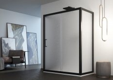 FORTE Sprchové dveře oxi.SLIDE N1FS BARVA rámu - Černá, Rozměr A - 100 cm, Výplň - Stampato C bezpečnostní sklo - 6 mm BSLX200292200