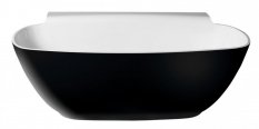 Polysan NIGRA volně stojící vana litý mramor 158x80x45cm, černá/bílá 72975