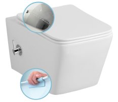 Sapho PORTO CLEANWASH závěsná WC mísa Rimless, integrovaná baterie a bidet. sprška, 36x5cm, bílá PZ102RX