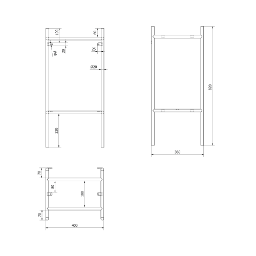 Sapho PUNO podstavec pod umyvadlo 400x820x360mm, zlato mat SKA570-5