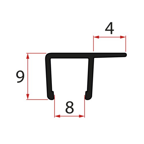 Polysan Svislé těsnění pro sklo 8mm, 2000mm, černá NDRL02B