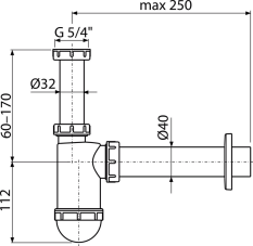 ALCA Sifon umyvadlový DN40 s převlečnou maticí 5/4" A43