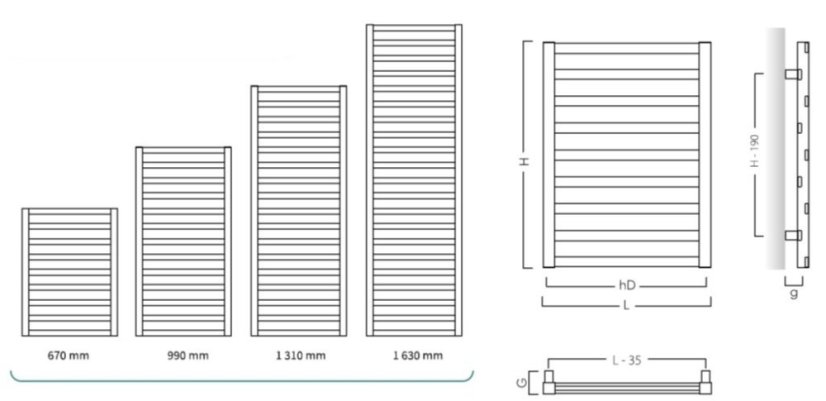 Instalprojekt Koupelnový radiátor POPPY bílá barva Barva - Bílá, Rozměr radiátoru - 500 × 1310 mm, výkon 556 W, Typ připojení - Středové 50 mm RADPPY501335SP