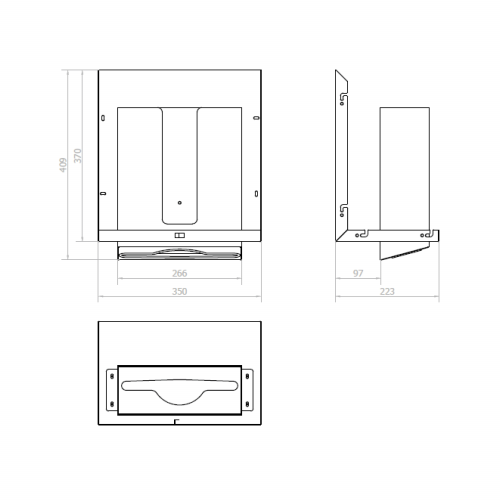 NOFER ESSENTIA zrcadlová skříňka 1200 mm se dvěma automatickými dávkovači mýdla a se dvěma zásobníky na papírové ručníky MUM000127