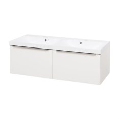 Mereo Mailo, koupelnová skříňka s umyvadlem z litého mramoru 121 cm, bílá, chrom madlo CN518M