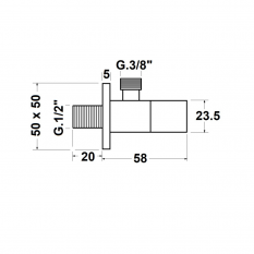 Sapho Rohový ventil s rozetou, hranatý, 1/2"x 3/8" , černá mat SL115