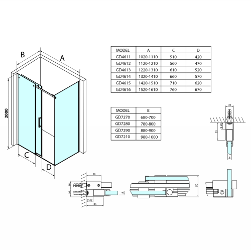 Gelco DRAGON sprchové dveře 1600mm, čiré sklo GD4616