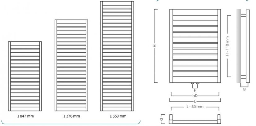 Instalprojekt Koupelnový radiátor MODO Barva radiátoru - Bílá, Rozměr radiátoru - 400 × 1376 mm, výkon 553 W, Typ připojení - Klasické (na rozteč) RADMOD401435