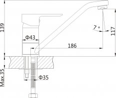 Bruckner BARON stojánková dřezová baterie, 186mm, otočné ramínko, chrom 612.050.1