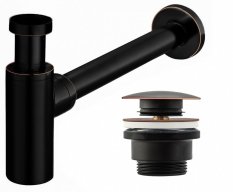 Olsen Spa Umyvadlový kovový sifon s click/clack zátkou, univerzální, černá s patinou BAHA8536