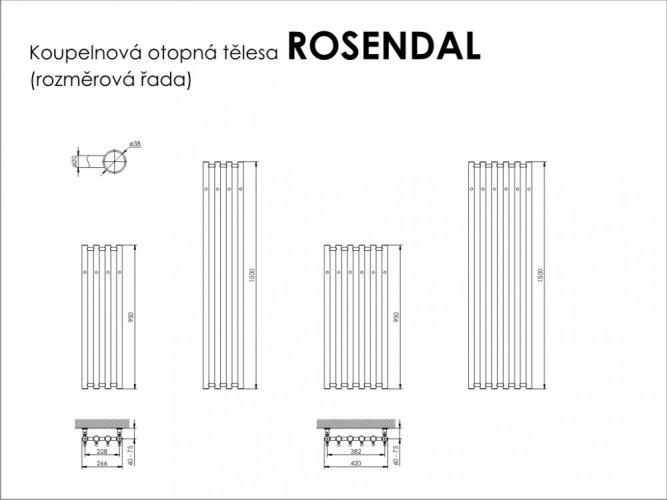 Elvl ROSENDAL.ERK 420 x 950 mm ELVL4078