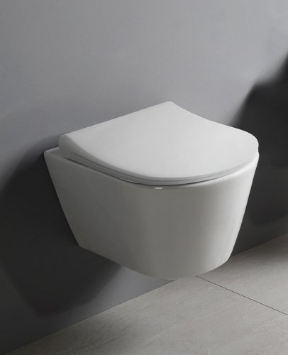 Sapho Závěsné WC AVVA Rimless s podomítkovou nádržkou a tlačítkem Schwab, bílá 100314-SET5
