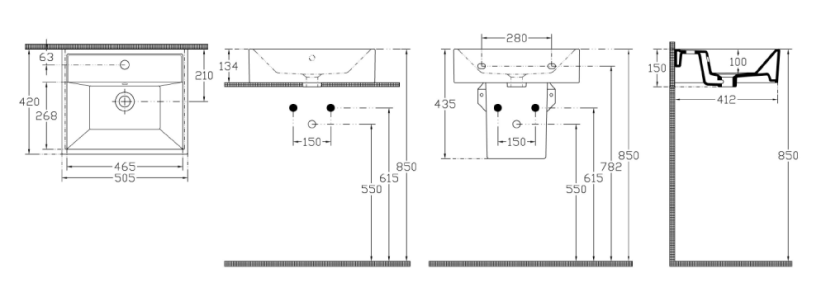 Aqualine VEGA sestava koupelnového nábytku, š. 125 cm, bílá/dub platin VG064-03