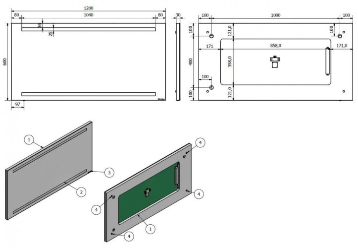 HOPA Zrcadlo s LED osvětlením NEŽÁRKA Rozměr A - 120 cm, Rozměr B - 3 cm, Rozměr C - 60 cm ZRNEZA6012