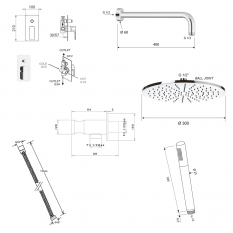 Sapho SPY podomítkový sprchový set s pákovou baterií, otočný přepínač, 2 výstupy, bílá mat PY42/14-01