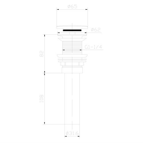 Sapho THIN umyvadlová výpust 5/4“, click-clack, Rockstone zátka, bílá mat WN721