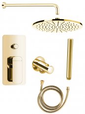 Sapho SPY podomítkový sprchový set s pákovou baterií, otočný přepínač, 2 výstupy, zlato PY42/17-01