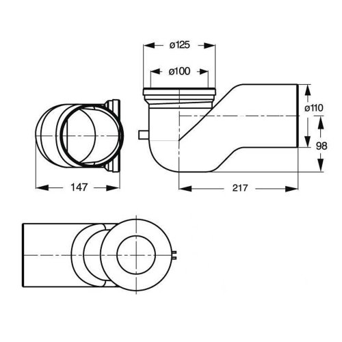 Bruckner Koleno 90 dopojení k WC, Offset, 110 mm 159.316.0