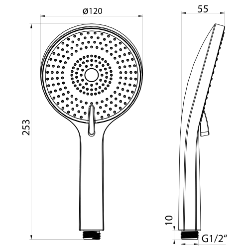 Sapho Ruční masážní sprcha, 3 režimy sprchování, průměr 120 mm, ABS/zlato mat SK879GB