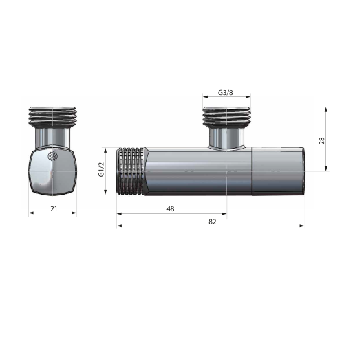 ARCO rohový ventil A-80 1/2"x3/8", anticalc, černá 202511