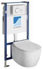 Sapho Závěsné WC SENTIMENTI Rimless s podomítkovou nádržkou a tlačítkem Schwab, bílá 10AR02010SV-SET5