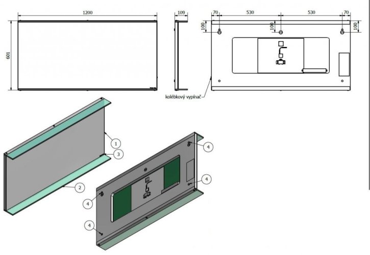 HOPA Zrcadlo s LED osvětlením OSLAVA Rozměr A - 60 cm, Rozměr B - 3 cm, Rozměr C - 80 cm ZROSLA8060