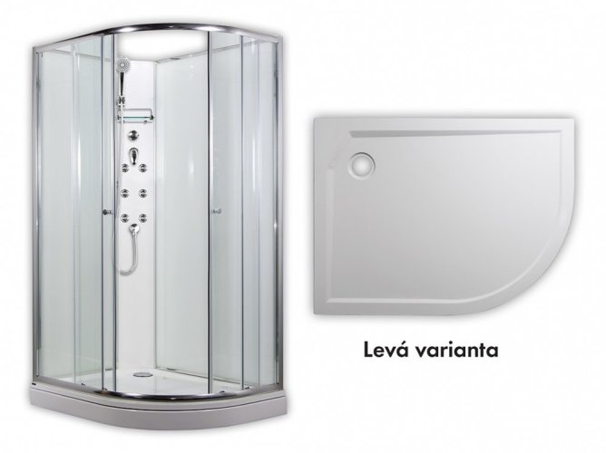 ARTTEC SIRIUS 120 x 90 cm - Masážní sprchový box model 4 čiré sklo levá vanička PAN01270