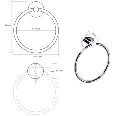 Sapho X-ROUND E držák ručníků kruh, chrom XR411