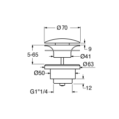 GSI umyvadlová výpust 5/4“, neuzavíratelná, keramická zátka, 5-65mm, blush mat PVC24