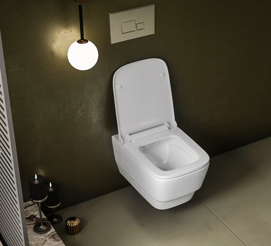Sapho Závěsné WC BELLO Rimless s podomítkovou nádržkou a tlačítkem Schwab, bílá 100214-SET5