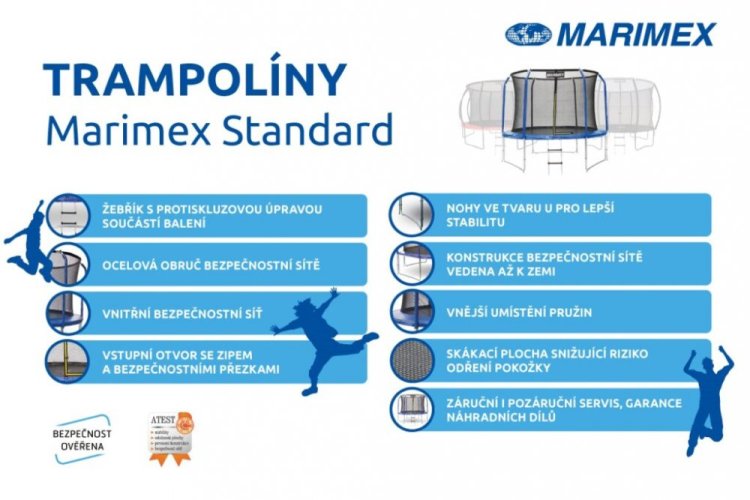 Trampolína Marimex Standard 183 cm + vnitřní ochranná síť + schůdky ZDARMA 19000102