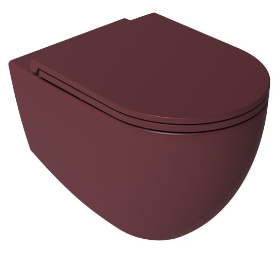 Isvea INFINITY závěsná WC mísa, Rimless, 36,5x53cm, maroon red 10NF02001-2R