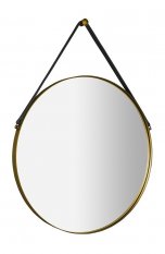 Sapho ORBITER kulaté zrcadlo s koženým páskem ø 60cm, zlato mat ORT060G