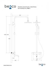 BESCO Nástěnný termostatický sprchový a vanový set VEO grafitová BABPVNTIGR