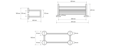 Sapho X-ROUND polička na ručníky dvojitá s hrazdou 600x160x225mm, chrom XR416