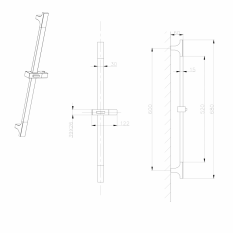 Sapho Sprchová tyč posuvný držák, 680mm, ABS/chrom 1206-09
